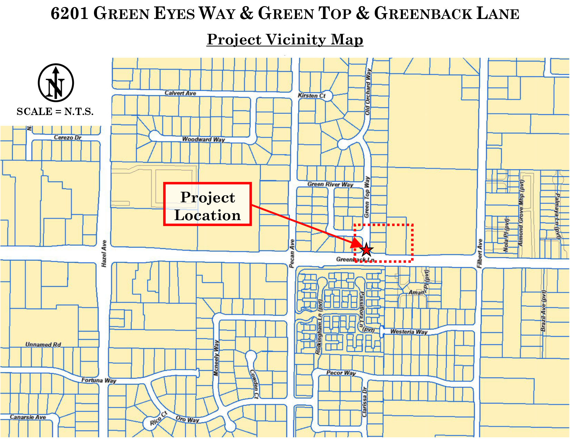 Map showing location of the Green Eyes Way and Green Top and Greenback Lane drainage pipe lining project.