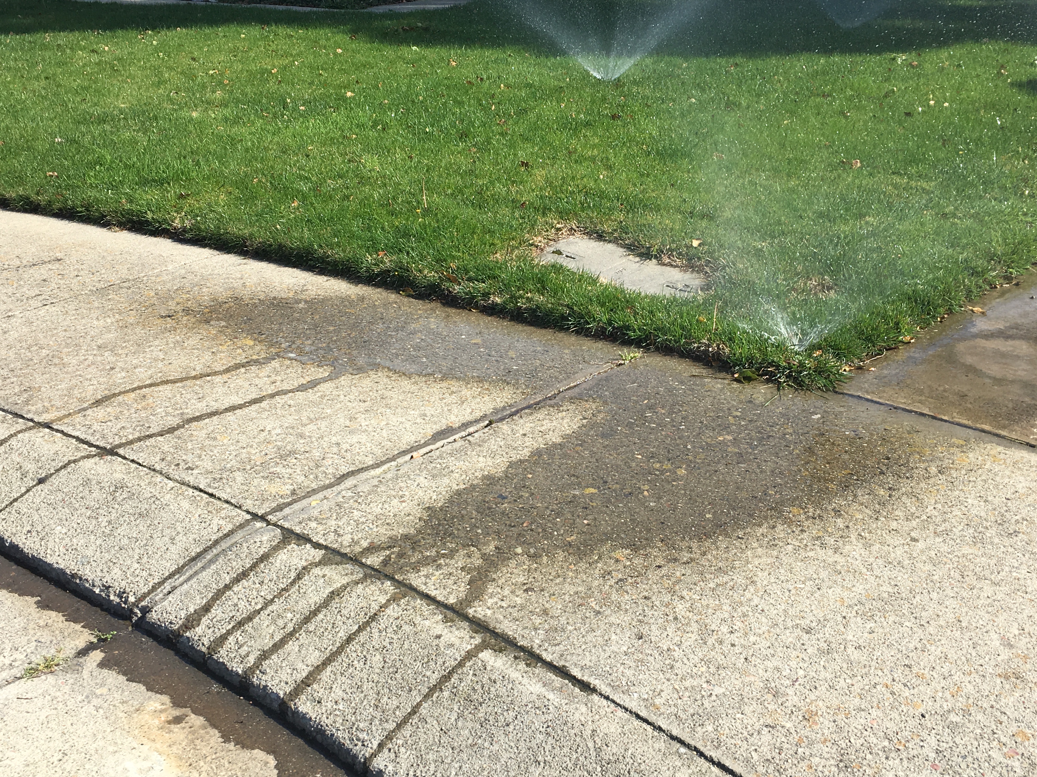 sprinklers overspraying water
