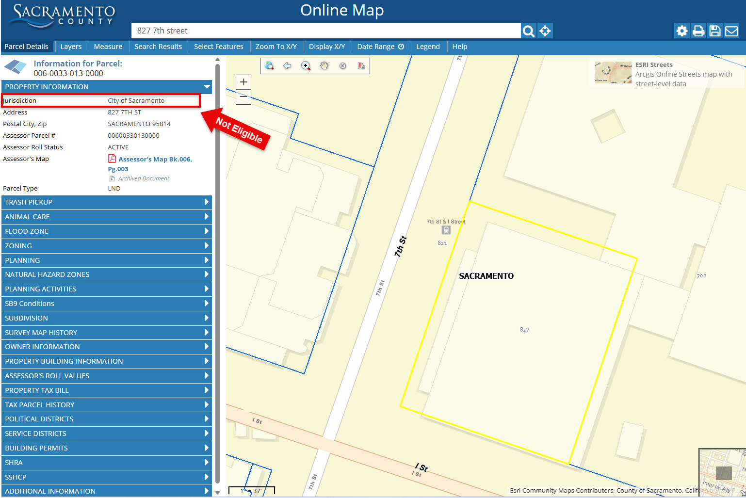 Example of non eligible area
