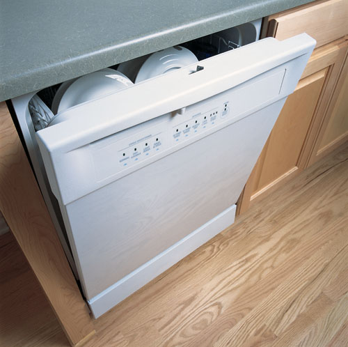 Dishwasher with door open