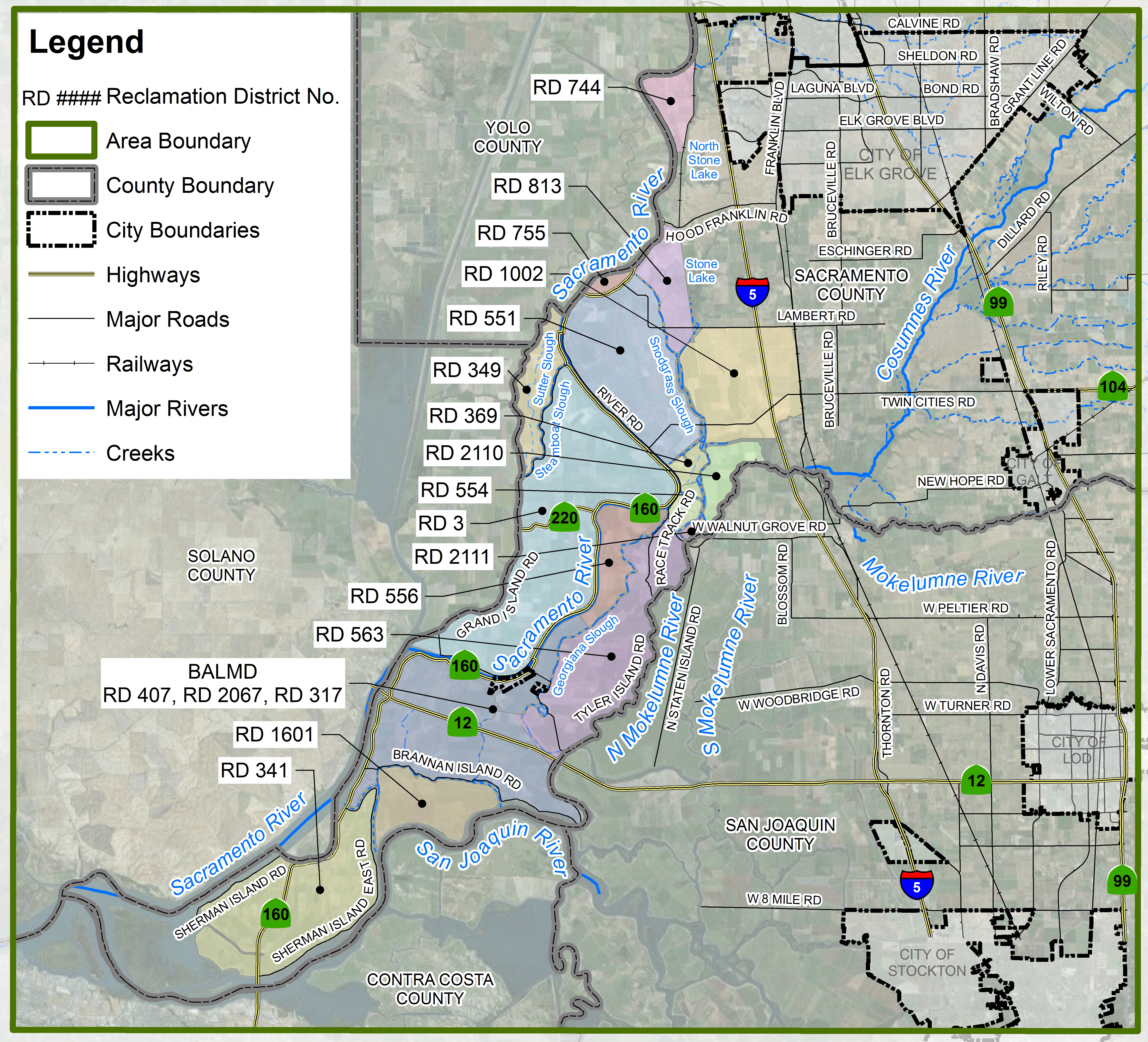This map details the locations along the Delta area where flooding could occur.  Community within this boundary include: Courtland, Eagle Tree, Elk Grove, Emmanton, Franklin, Hood, Howard Landing,  Isleton, Laguna, Laguna West-Lakeside, Mackenson, Mokelumne City, Paintersville, Ryde, Terminous, Thorton, Vorden, Walker Landing,  and Walnut Grove.
