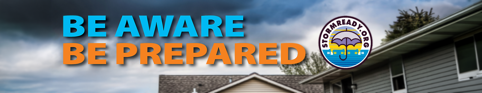 Be Aware Be Prepared with storm ready logo